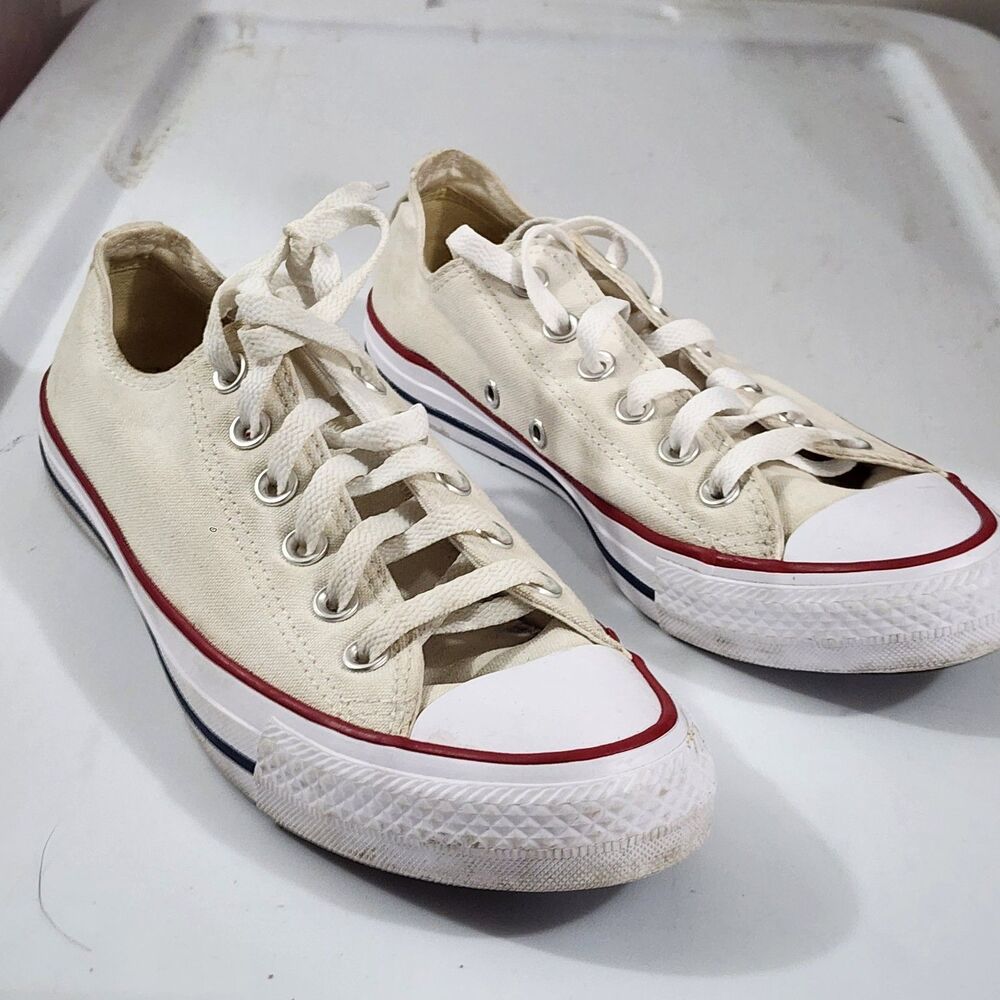 Converse Chuck Taylor All Star Low Top Canvas Cream Sneakers Unisex Womens Sz 8